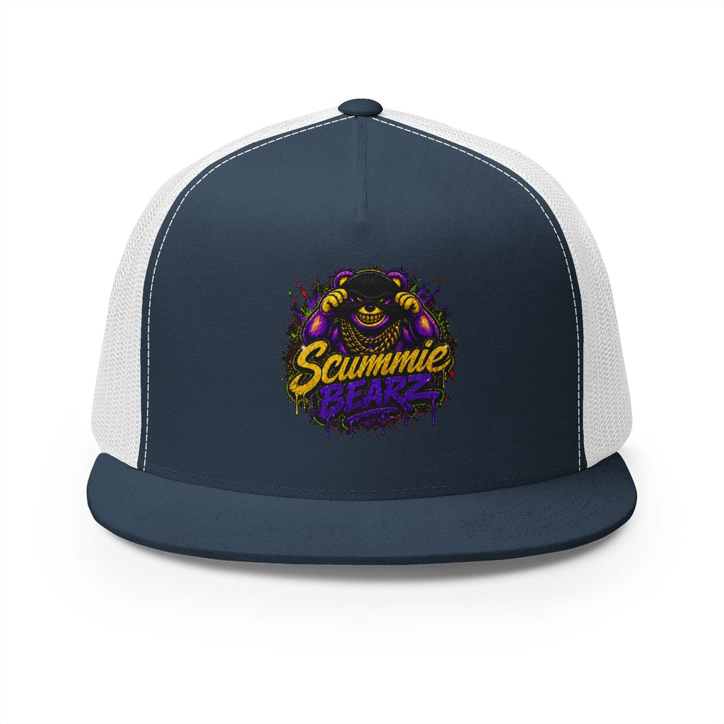 5 Panel Trucker Cap-GOLD/PURPLE MASK LOGO-SCUMMIEBEARZ™