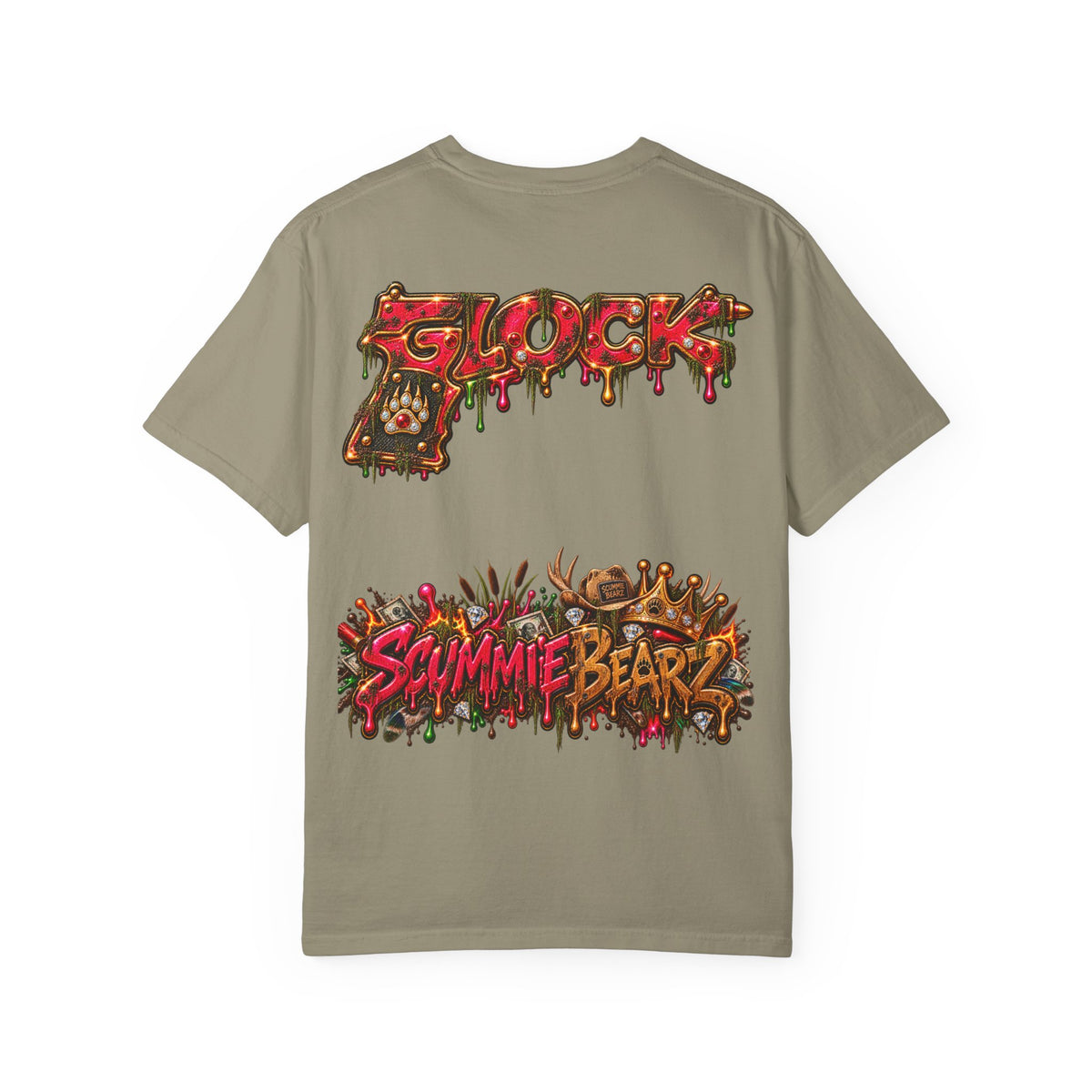 Unisex Garment-Dyed T-shirt-HILLBILLY cROWN MASK/GLOCK LOGO-SCUMMIEBEARZ™️