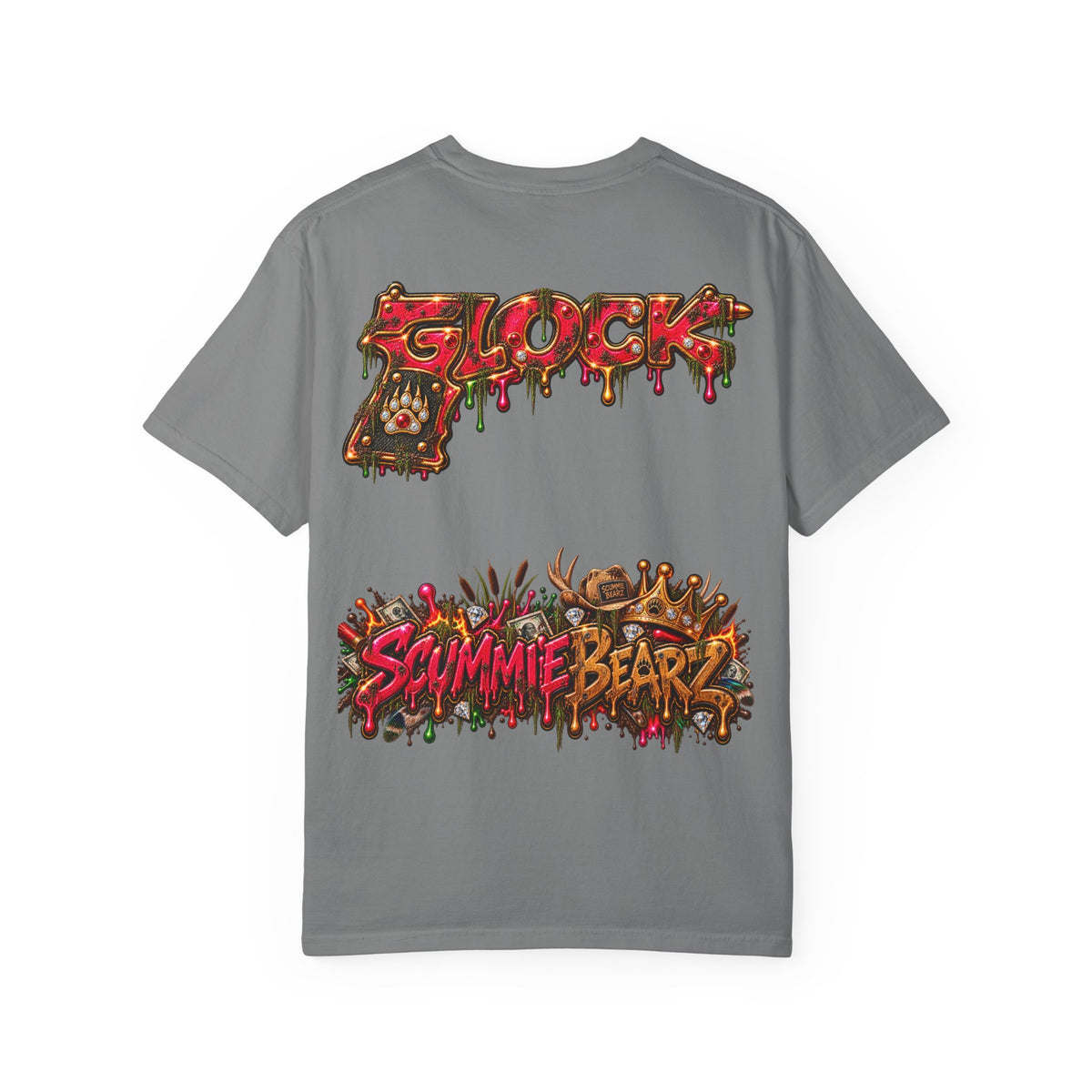 Unisex Garment-Dyed T-shirt-HILLBILLY cROWN MASK/GLOCK LOGO-SCUMMIEBEARZ™️