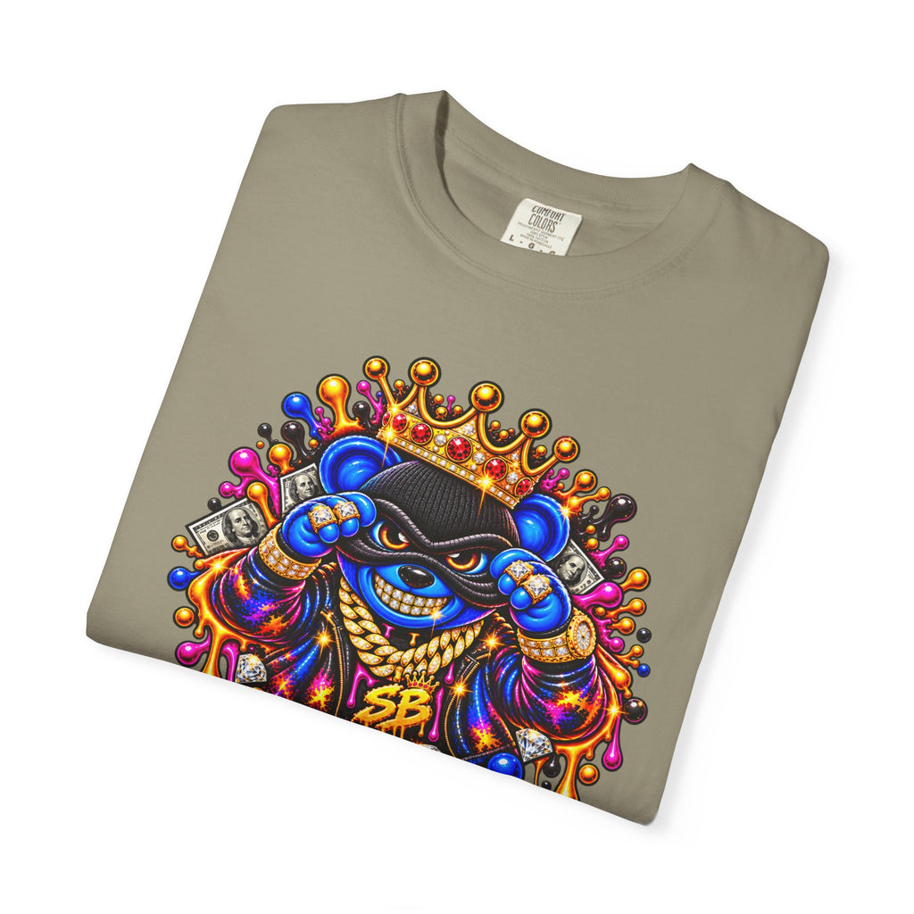 Unisex Garment-Dyed T-shirt-BLUE&PINK CROWN MASK LOGO MONEY GLOCK CROWN SB LOGO-SCUMMIEBEARZ™