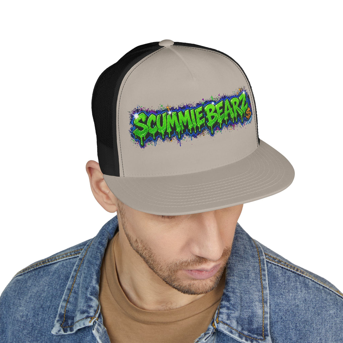 5 Panel Trucker Cap-GREEN/BLUE SCUMMIEBEARZ LOGO-SCUMMIEBEARZ™
