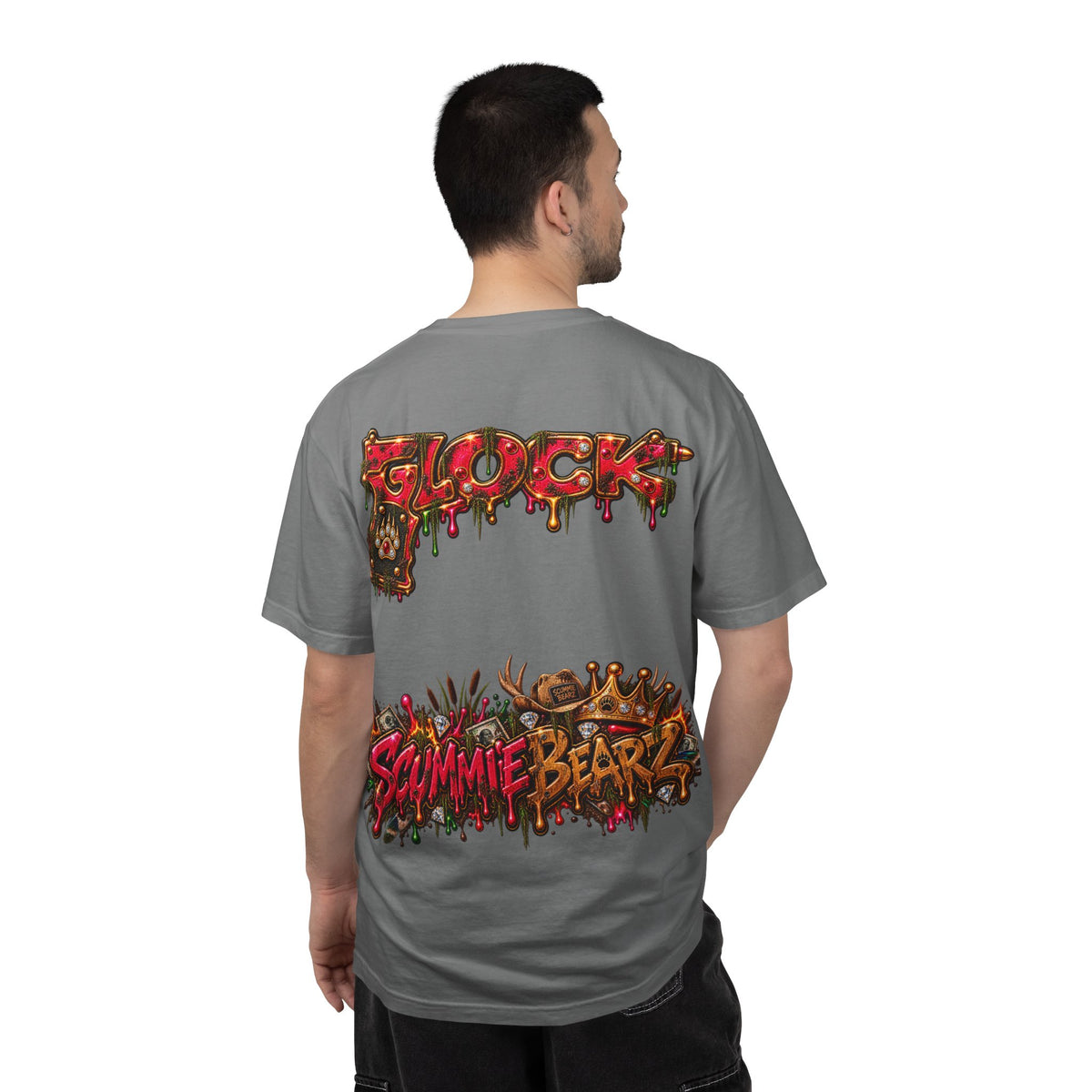 Unisex Garment-Dyed T-SHIRT-HILLBILLY GLOCK/SB CROWN LOGO-SCUMMIEBEARZ™