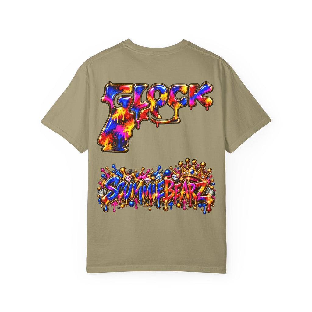 Unisex Garment-Dyed T-shirt-MULTI COLOR CROWN MASK LOGO GLOCK -SCUMMIEBEARZ™