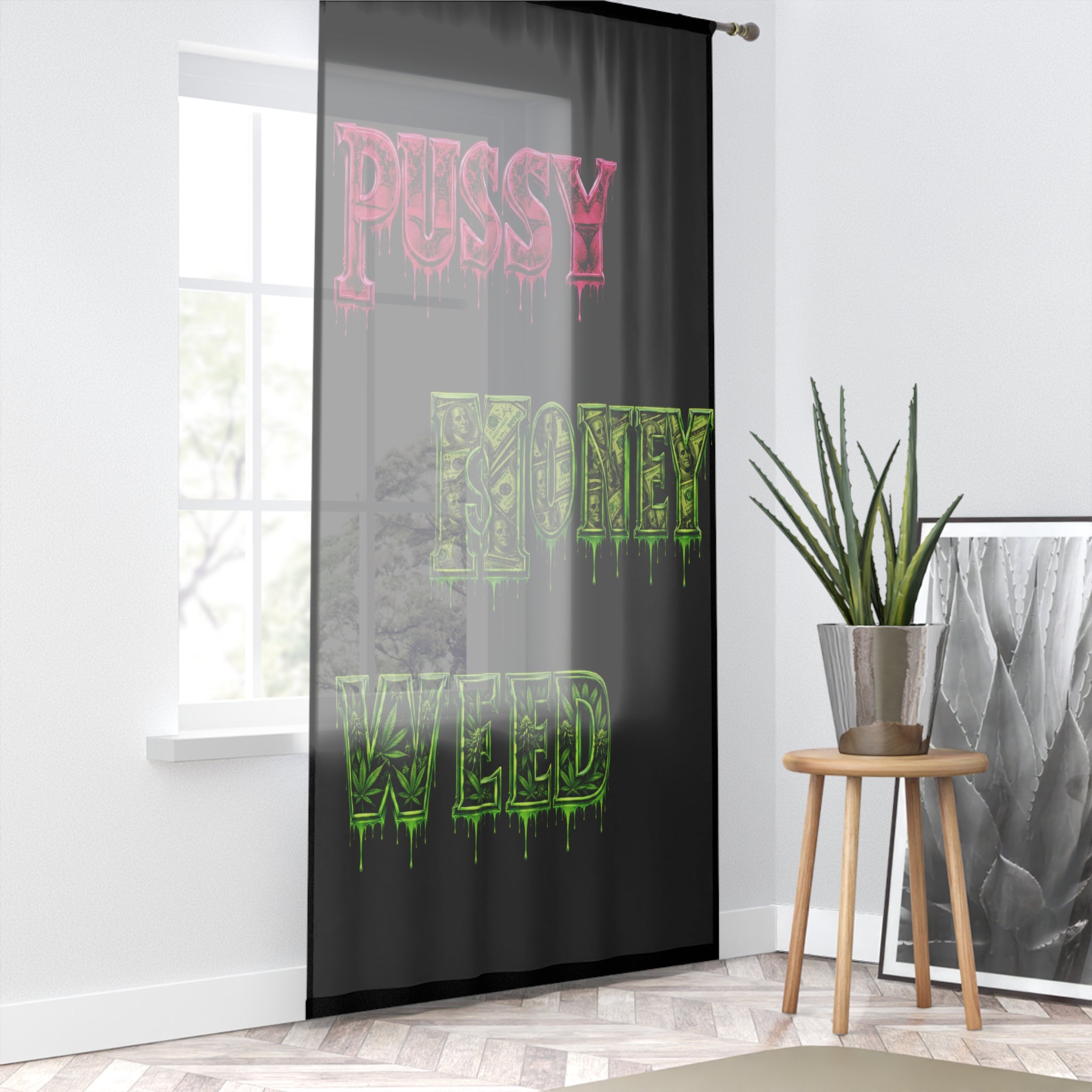 Window Curtain-Pussy Money Weed-SCUMMIEBEARZ™