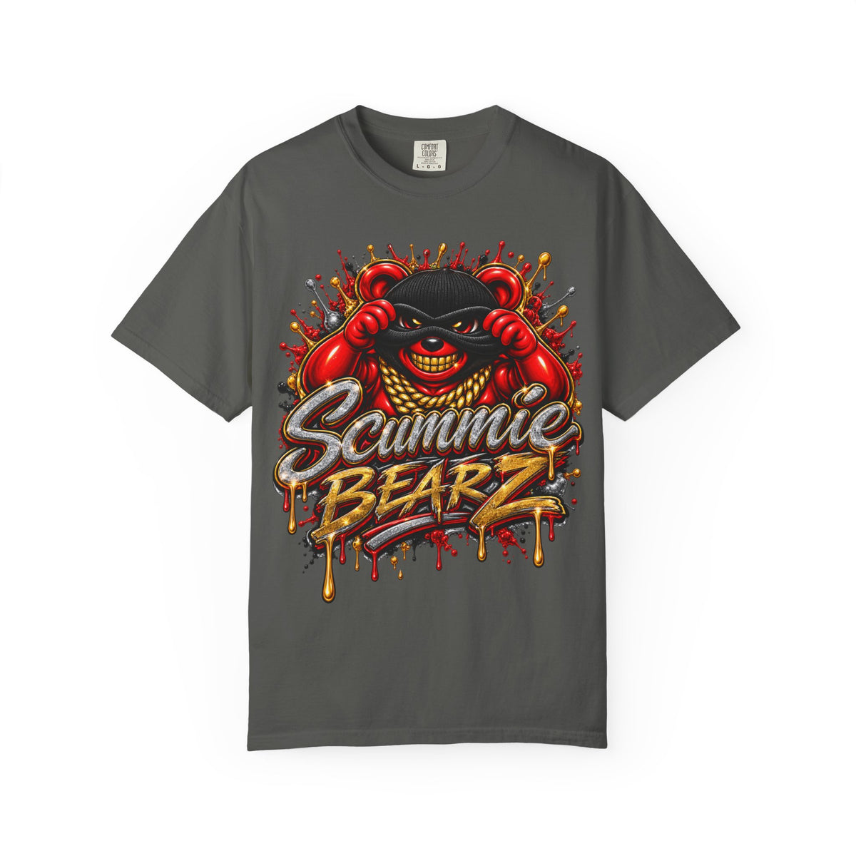 Unisex Garment-Dyed T-SHIRT- COVERED BY THE Blood/MASK LOGO-SCUMMIEBEARZ™