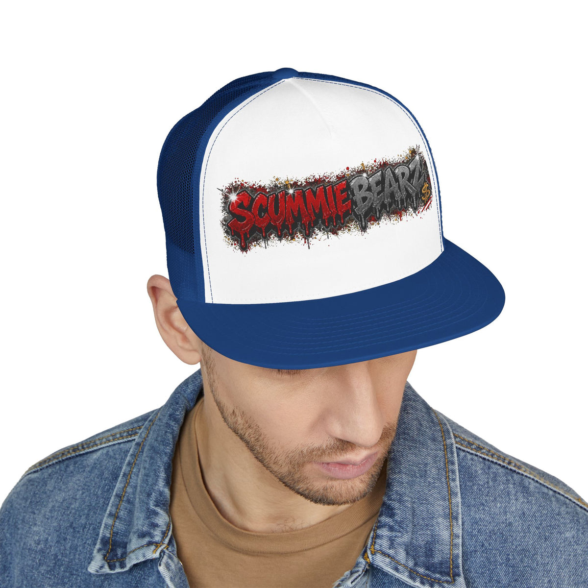 5 Panel Trucker Cap-RED/CHARCOAL SCUMMIEBEARZ LOGO-SCUMMIEBEARZ™