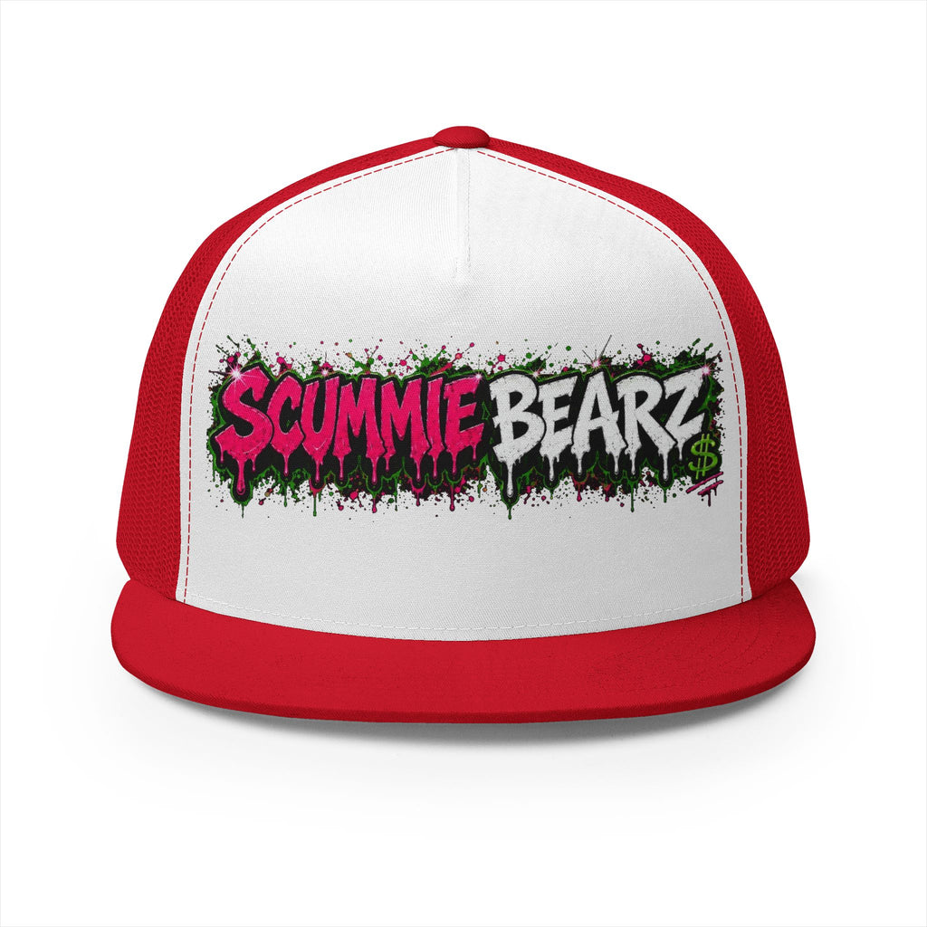 5 Panel Trucker Cap-PINK/SILVER SCUMMIEBEARZ LOGO-SCUMMIEBEARZ™