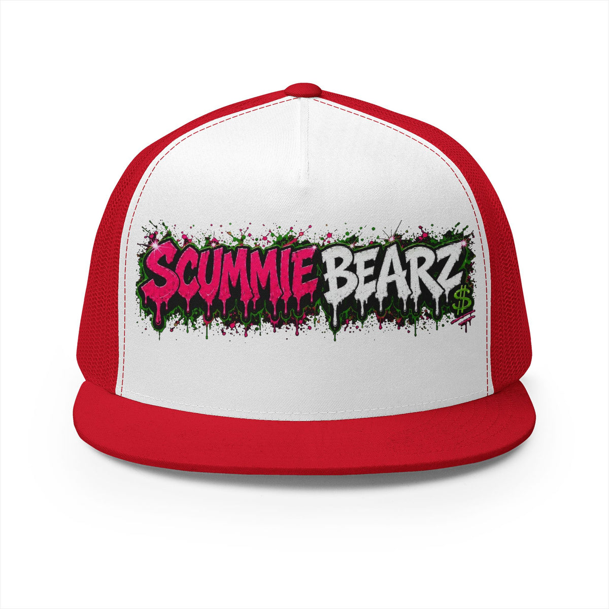 5 Panel Trucker Cap-PINK/SILVER SCUMMIEBEARZ LOGO-SCUMMIEBEARZ™