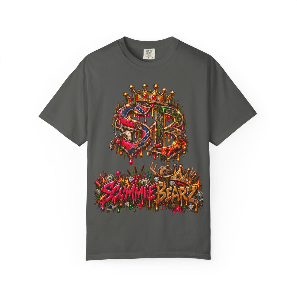 Unisex Garment-Dyed T-shirt-HILLYBILLY CROWN SB LOGO HILLBILLY -SCUMMIEBEARZ™