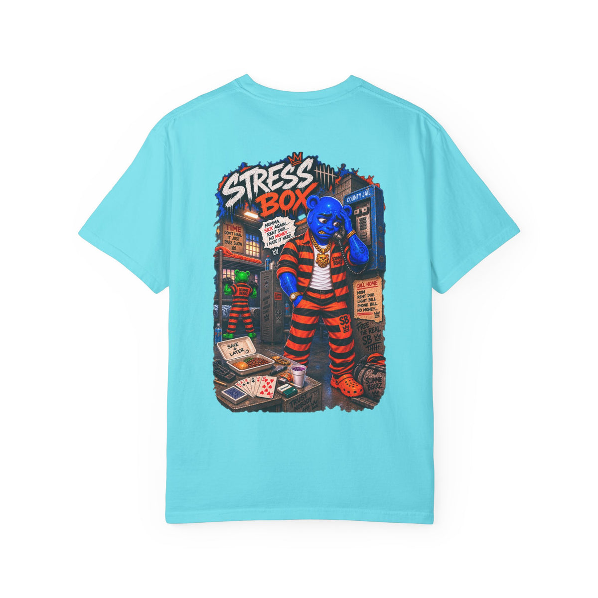 Unisex Garment-Dyed T-shirt-SB CROWN LOGO STRESS BOX LOCKED UP COLLECTION-SCUMMIEBEARZ™