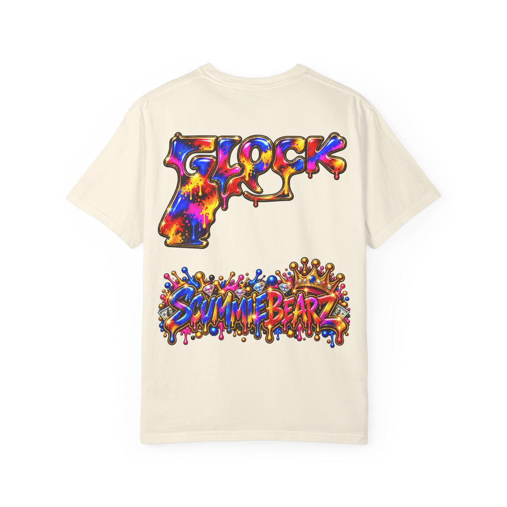 Unisex Garment-Dyed T-shirt-MULTI COLOR CROWN MASK LOGO GLOCK -SCUMMIEBEARZ™