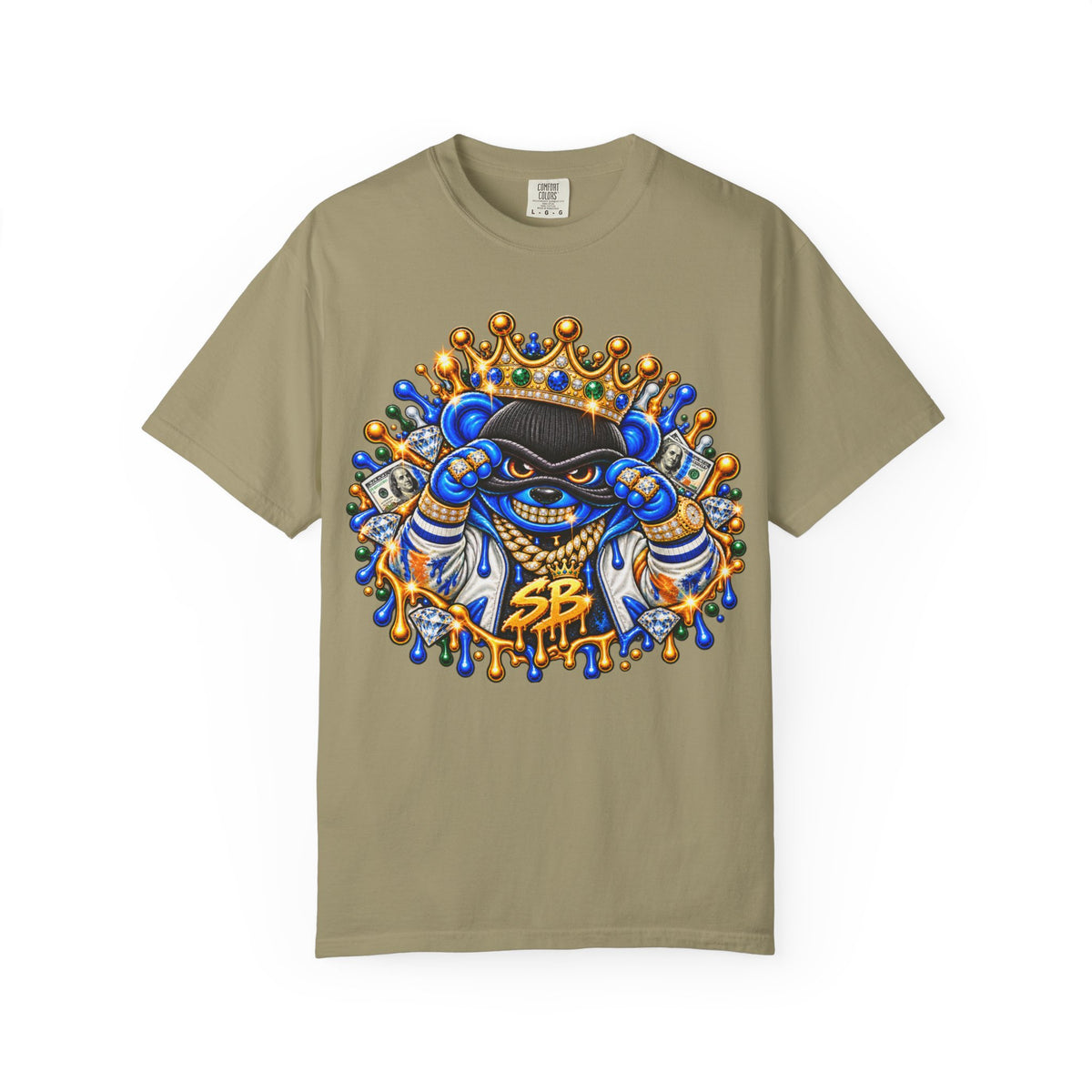 Unisex Garment-Dyed T-SHIRT-MONEY GLOCK/CROWN MASK LOGO-SCUMMIEBEARZ™