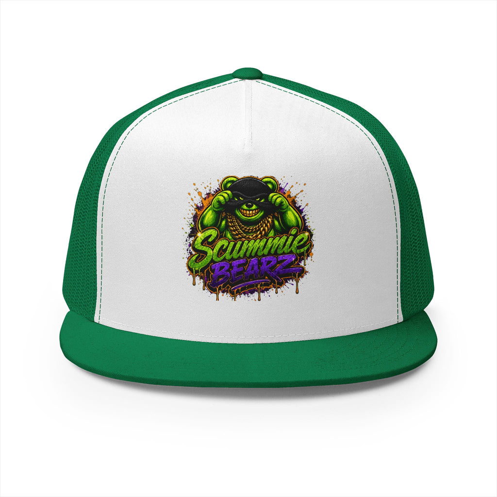 5 Panel Trucker Cap-GREEN/PURPLE MASK LOGO-SCUMMIEBEARZ™