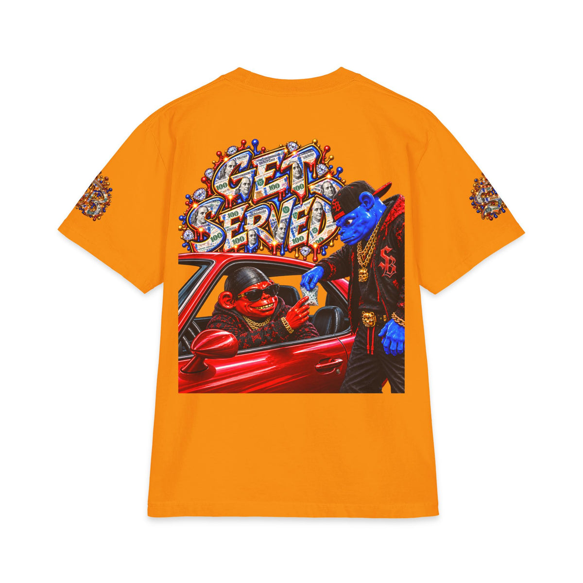 Get Served Red/Blue Remix | SCUMMIEBEARZ™ Shaka Wear Heavyweight Tee
