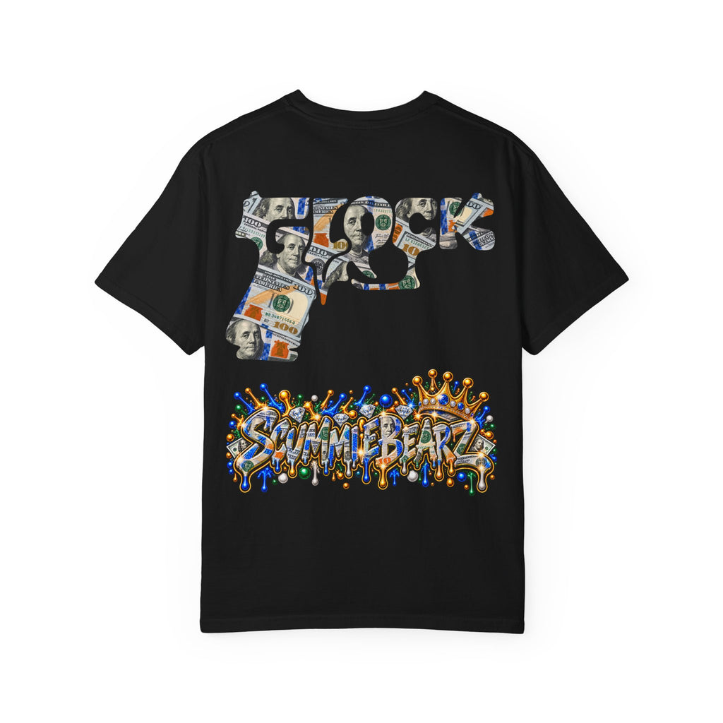 Unisex Garment-Dyed T-SHIRT-MONEY GLOCK/CROWN MASK LOGO-SCUMMIEBEARZ™