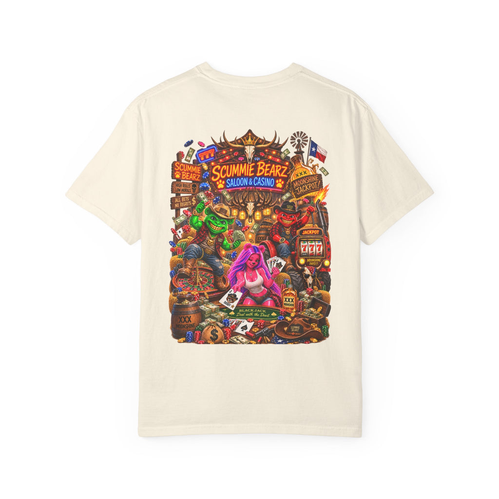 Unisex Garment-Dyed T-shirt-HILLBILLY CROWN SB LOGO HILLBILLY CASINO -SCUMMIEBEARZ™