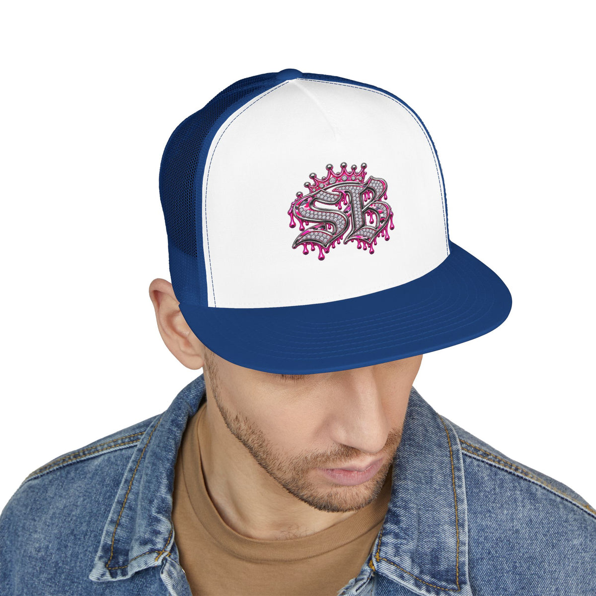5 Panel Trucker Cap-PINK/SILVER SB LOGO-SCUMMIEBEARZ™