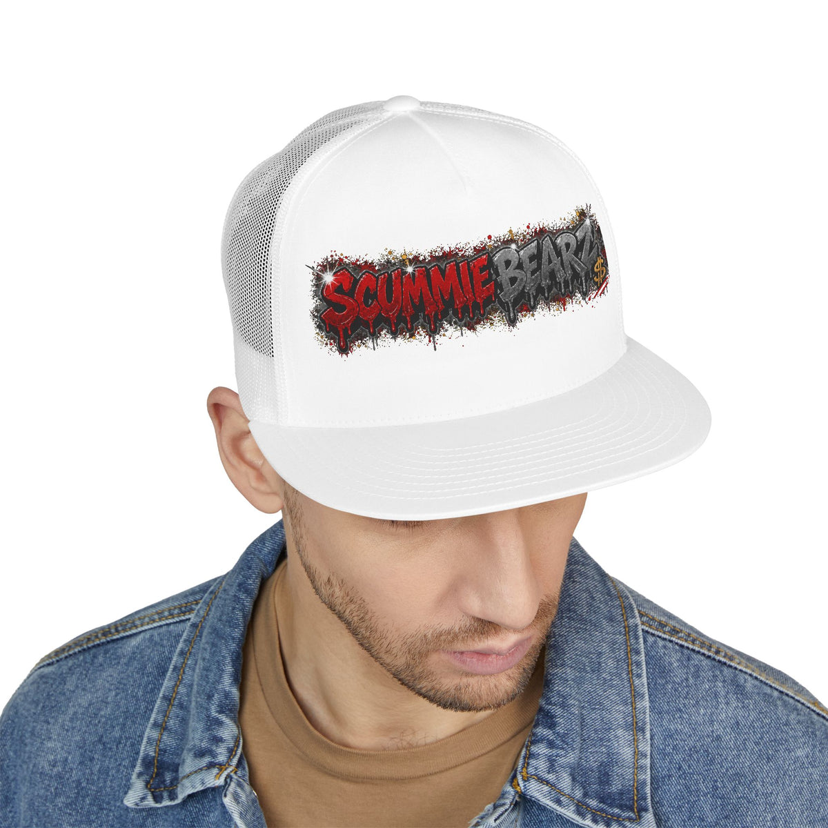 5 Panel Trucker Cap-RED/CHARCOAL SCUMMIEBEARZ LOGO-SCUMMIEBEARZ™