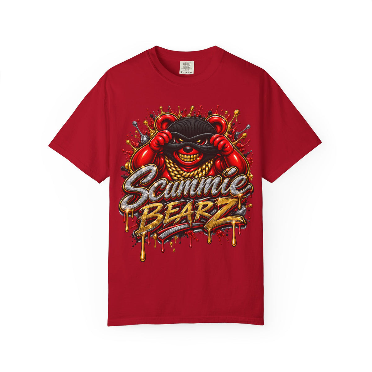 Unisex Garment-Dyed T-SHIRT- COVERED BY THE Blood/MASK LOGO-SCUMMIEBEARZ™
