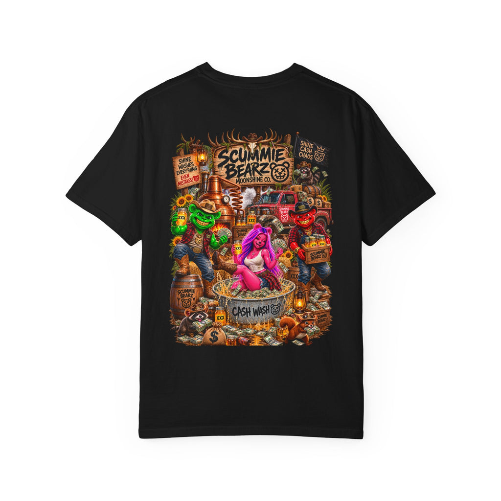 Unisex Garment-Dyed T-shirt-HILBILLYSCUMMIEBEARZ MOONSHINE/CROWN SB LOGO -SCUMMIEBEARZ™