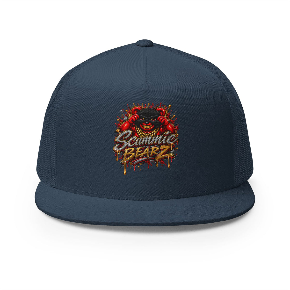 5 Panel Trucker Cap-RED/GOLD MASK LOGO-SCUMMIEBEARZ™