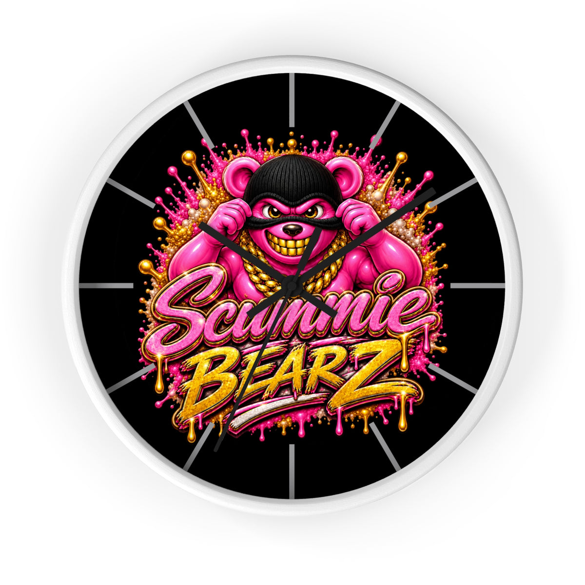 Wall Clock-Pink Scummie Bearz Mask Logo-SCUMMIEBEARZ™️