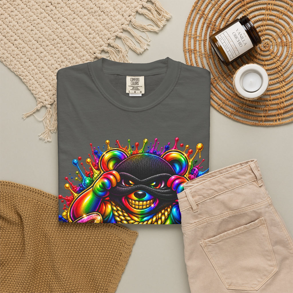 Unisex Garment-Dyed T-shirt-RAINBOW MASK LOGO GLOCK SB CROWN LOGO-SCUMMIEBEARZ™