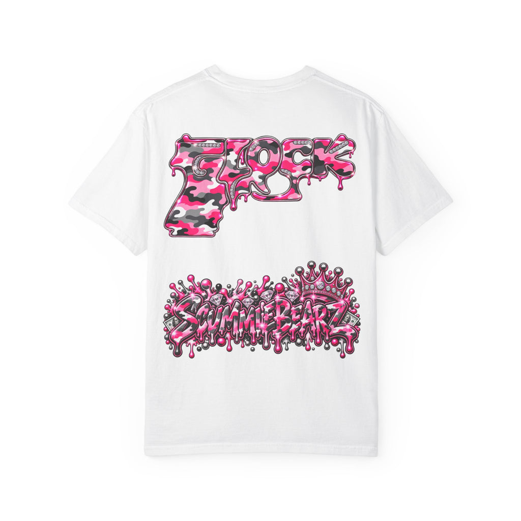 Unisex Garment-Dyed T-shirt-PINK CROWN MASK LOGO GLOCK -SCUMMIEBEARZ™