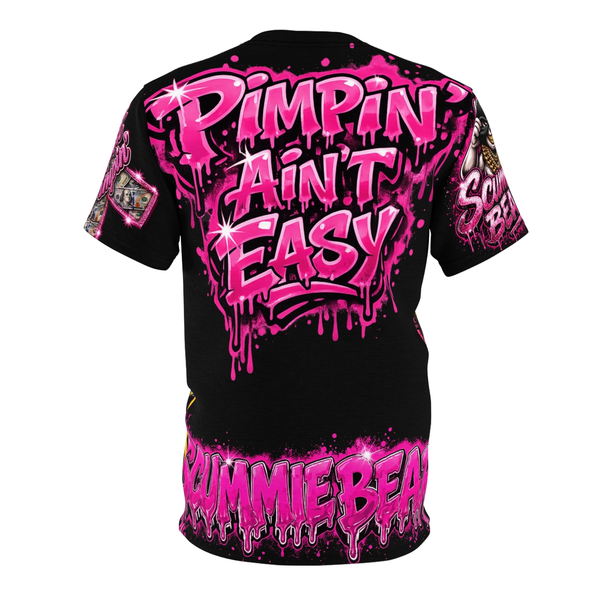 SCUMMIEBEARZ SUPPORT PIMPIN - PIMPIN AIN'T EASY AOP EDITION Unisex Streetwear Graphic Tee