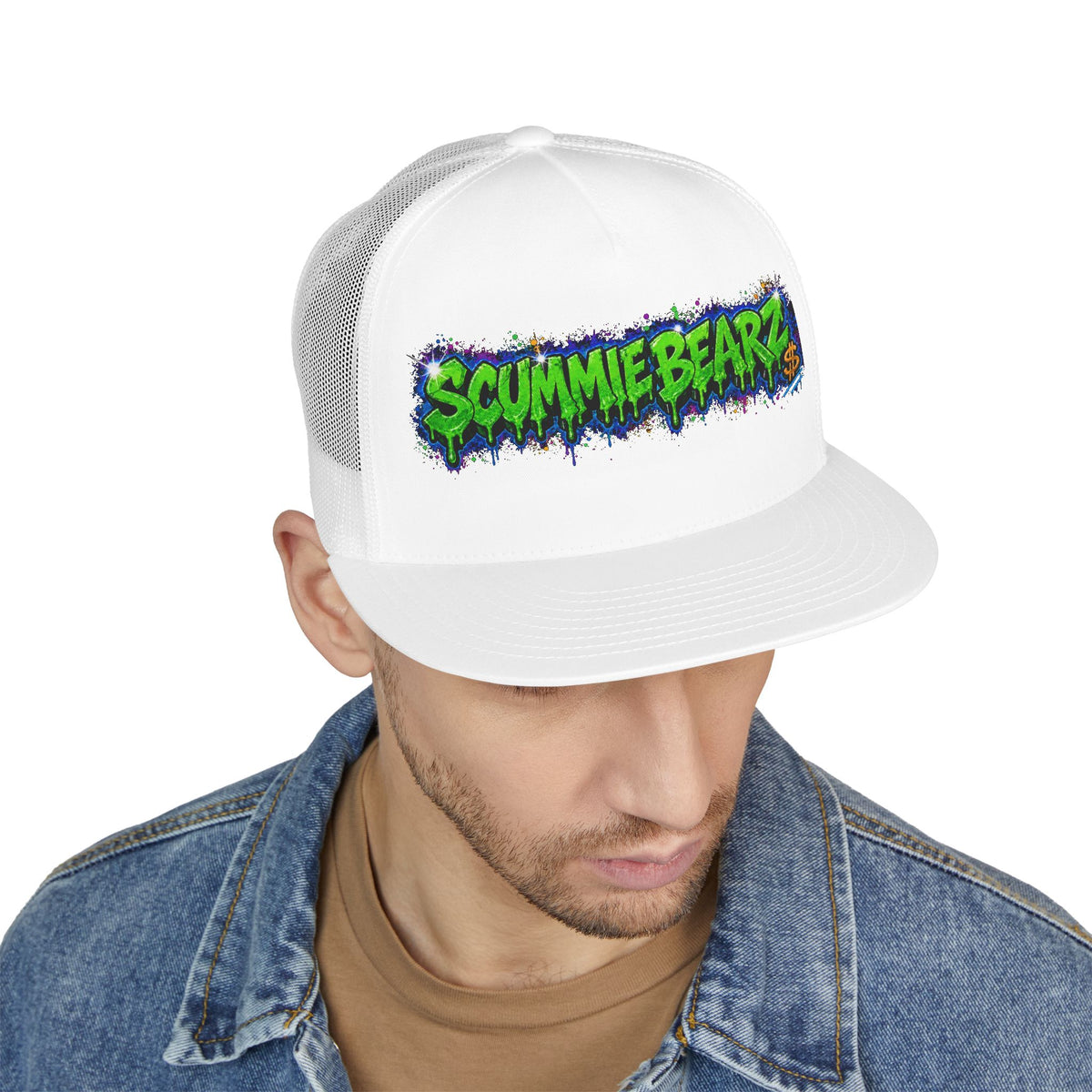 5 Panel Trucker Cap-GREEN/BLUE SCUMMIEBEARZ LOGO-SCUMMIEBEARZ™