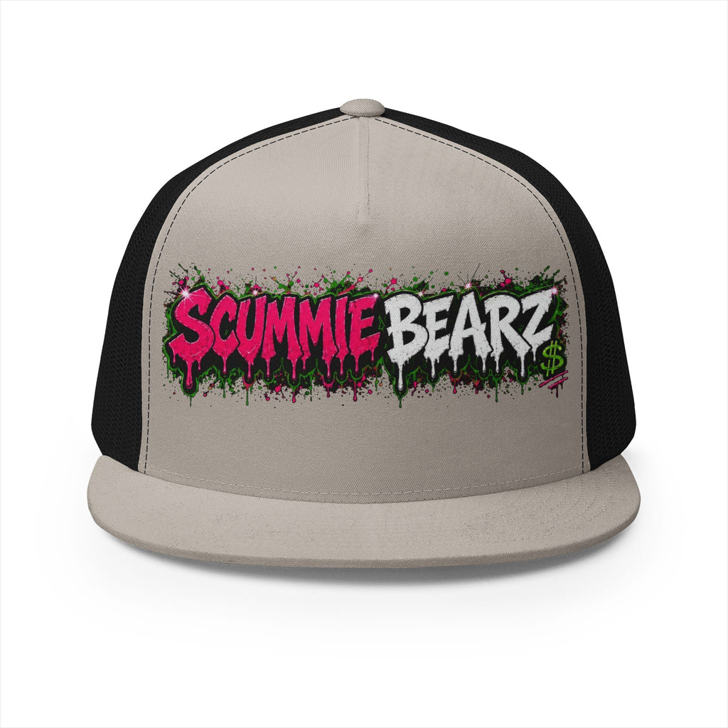 5 Panel Trucker Cap-PINK/SILVER SCUMMIEBEARZ LOGO-SCUMMIEBEARZ™