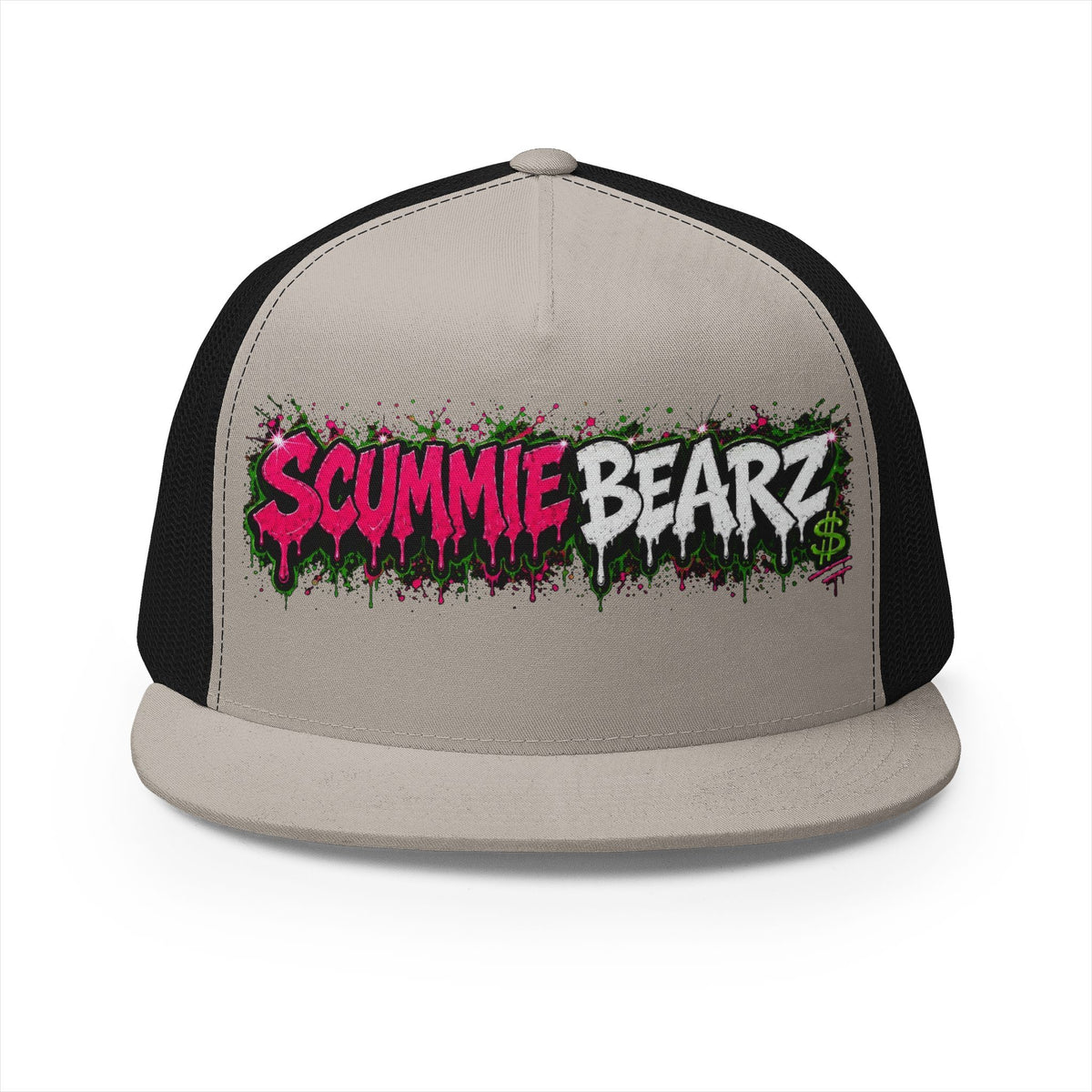 5 Panel Trucker Cap-PINK/SILVER SCUMMIEBEARZ LOGO-SCUMMIEBEARZ™