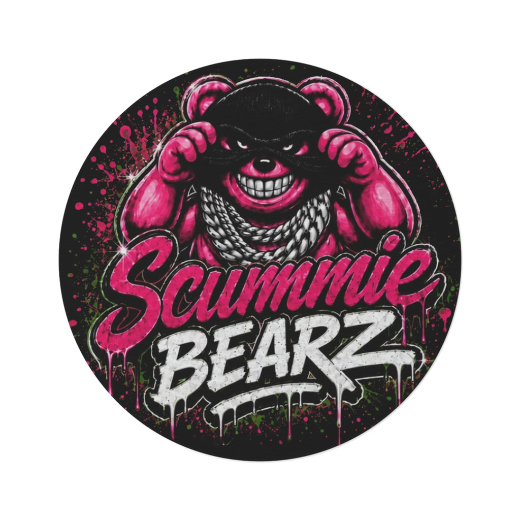 SCUMMIEBEARZ🩷Pink Logo Round Rug