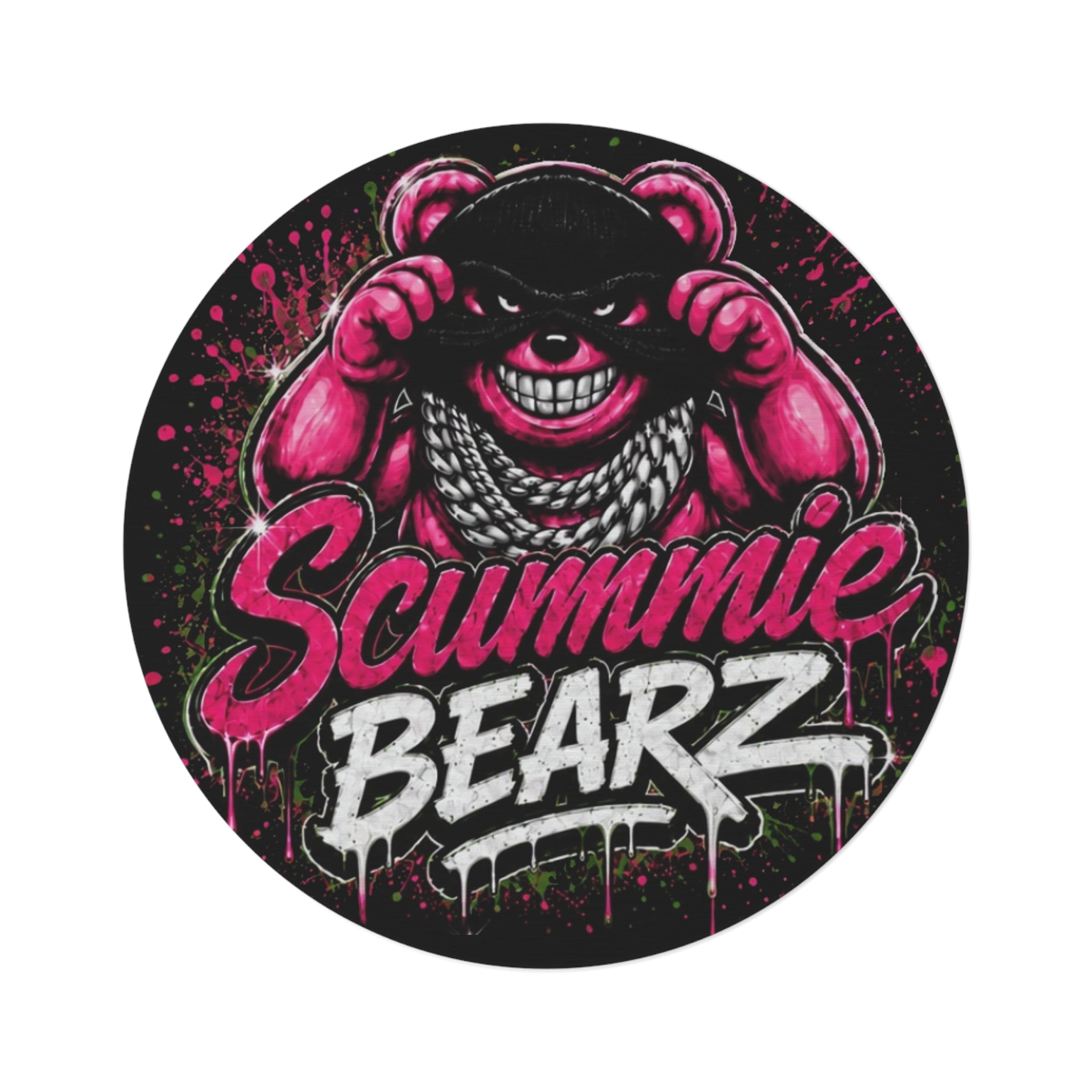 SCUMMIEBEARZ🩷Pink Logo Round Rug