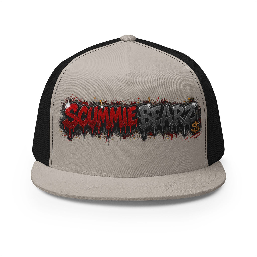 5 Panel Trucker Cap-RED/CHARCOAL SCUMMIEBEARZ LOGO-SCUMMIEBEARZ™