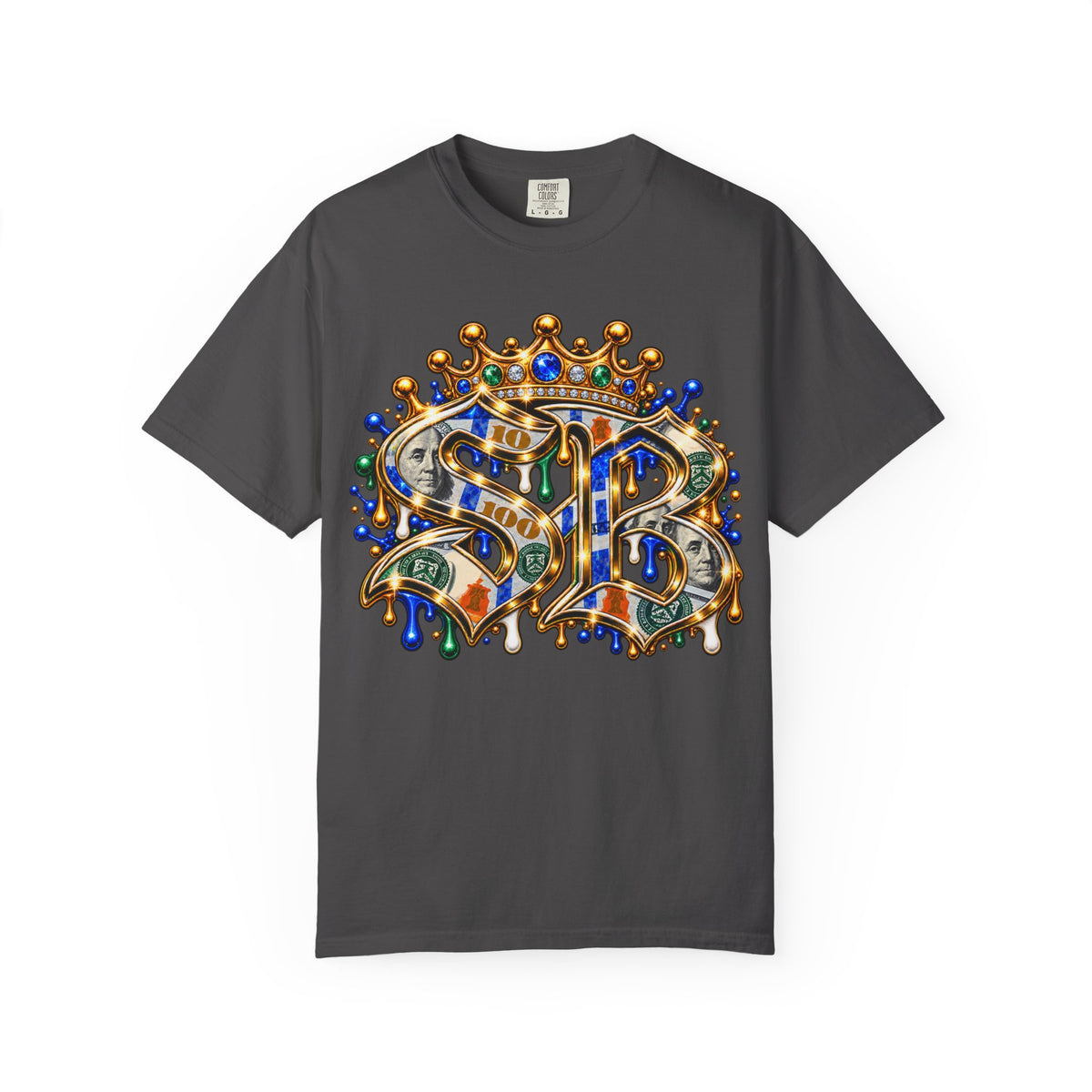 Unisex Garment-Dyed T-SHIRT-BLUE MONEY GLOCK/SB LOGO-SCUMMIEBEARZ™