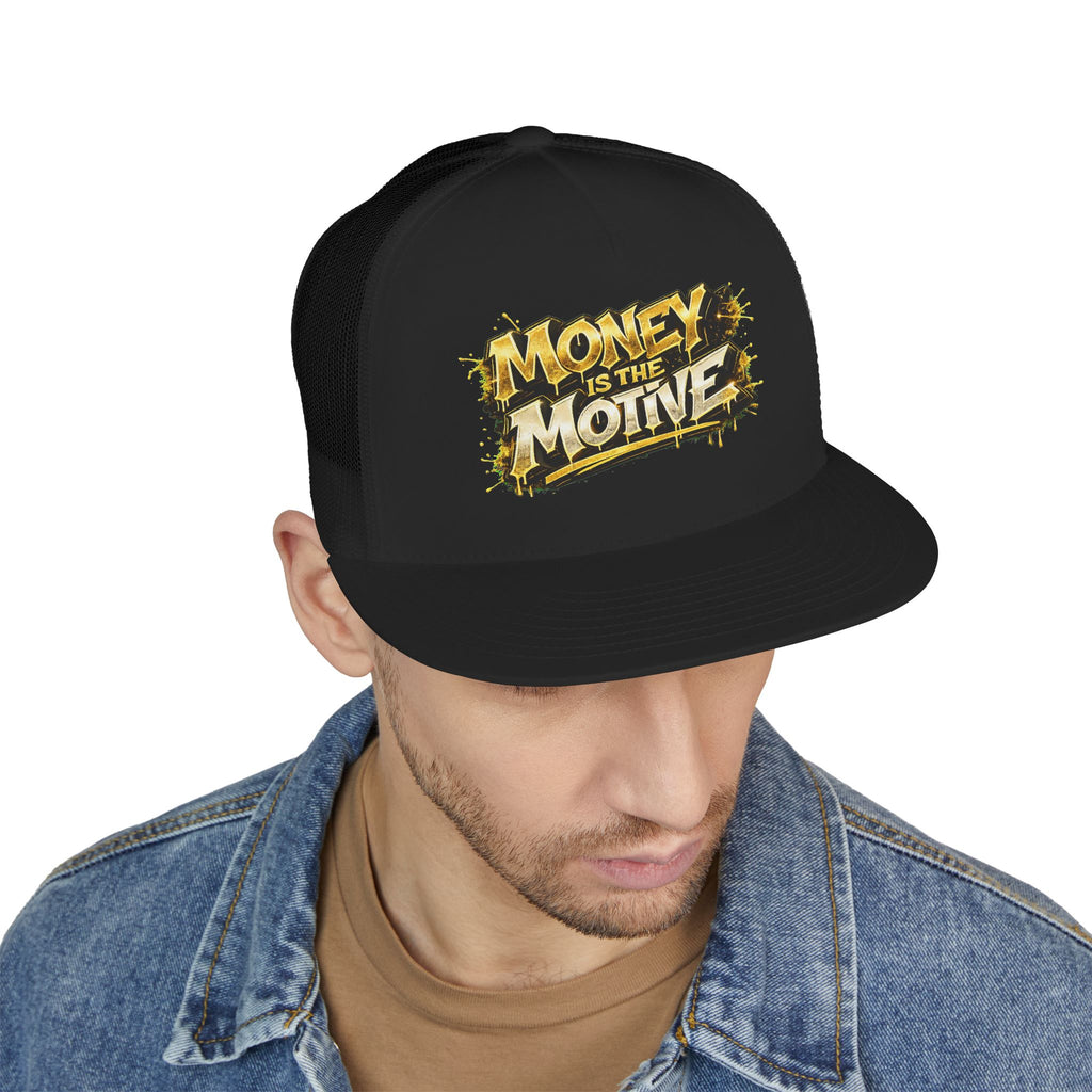 5 Panel Trucker Cap-GOLD MONEY IS THE MOTIVE-SCUMMIEBEARZ™