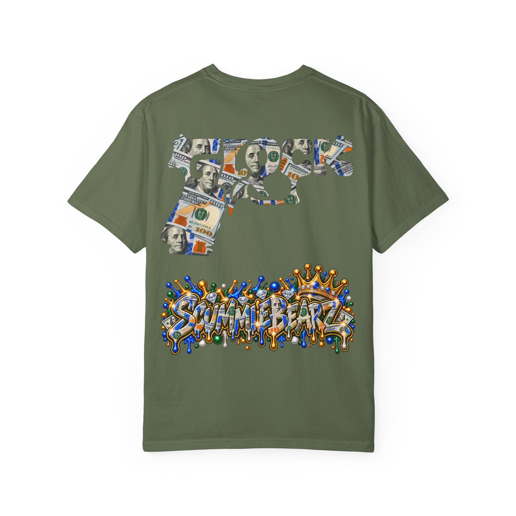 Unisex Garment-Dyed T-SHIRT-BLUE MONEY GLOCK/SB LOGO-SCUMMIEBEARZ™