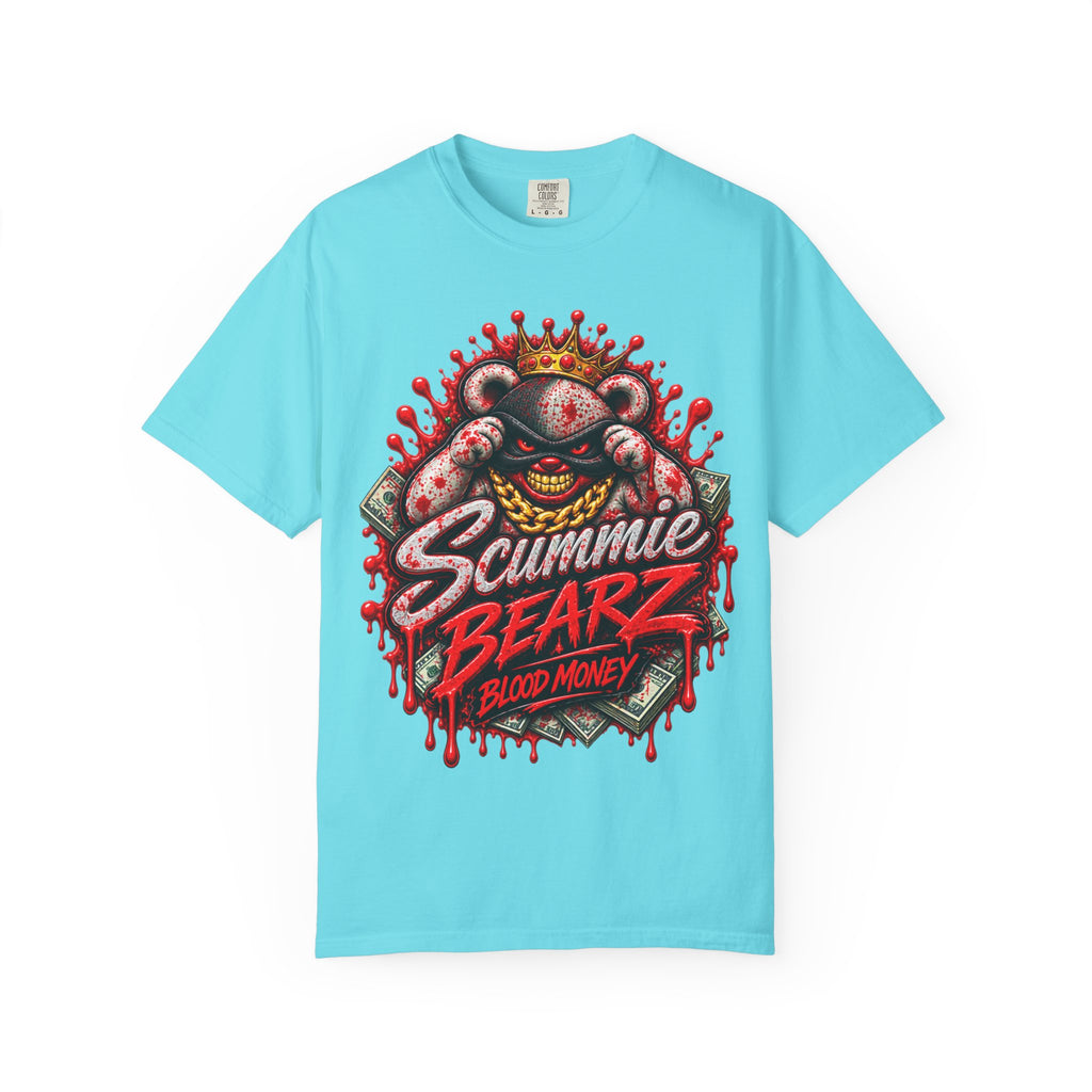 Unisex Garment-Dyed T-SHIRT-BLOOD MONEY GLOCK/MASK LOGO-SCUMMIEBEARZ™