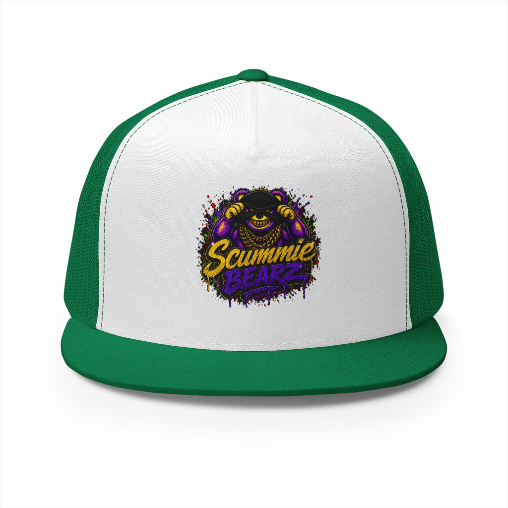 5 Panel Trucker Cap-GOLD/PURPLE MASK LOGO-SCUMMIEBEARZ™