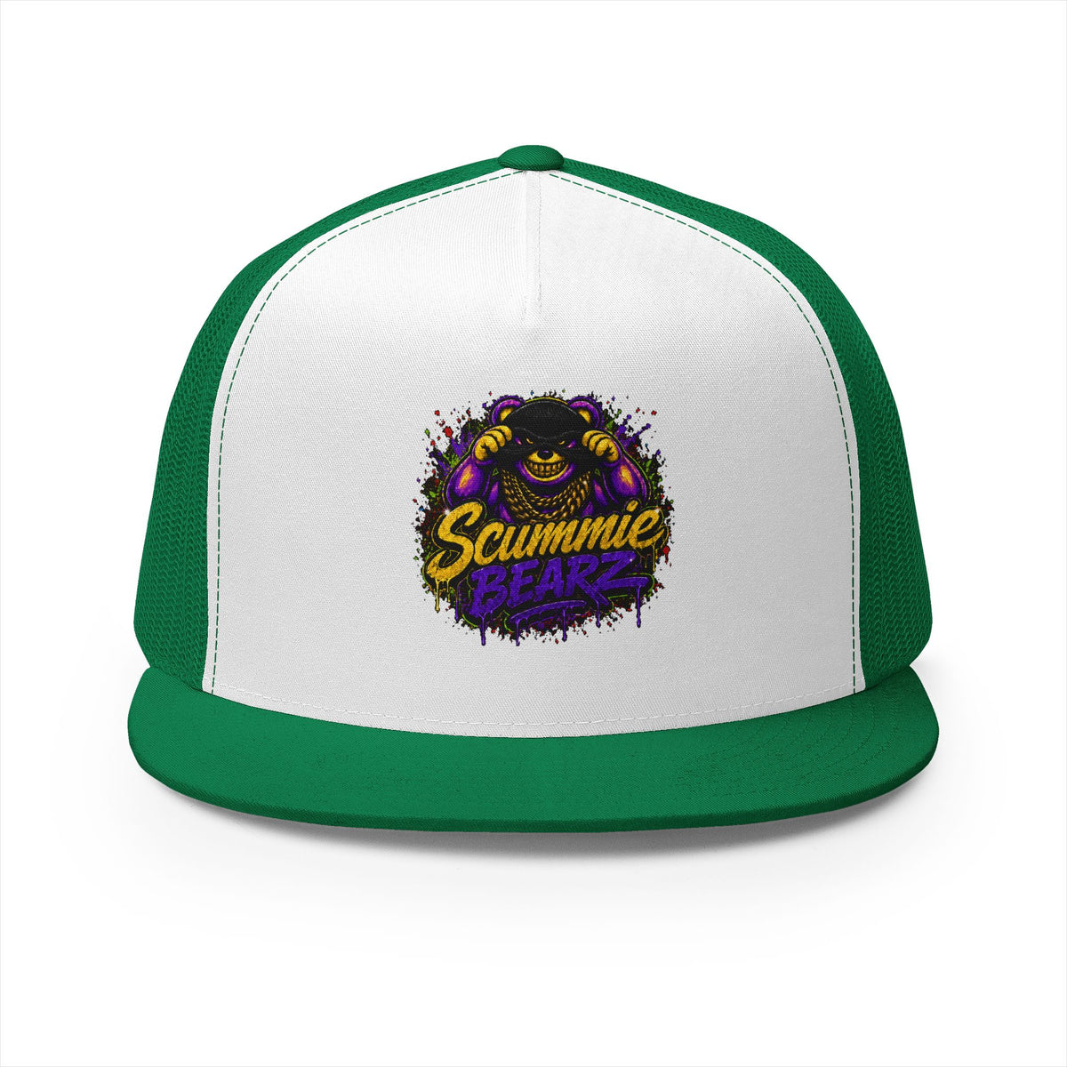 5 Panel Trucker Cap-GOLD/PURPLE MASK LOGO-SCUMMIEBEARZ™