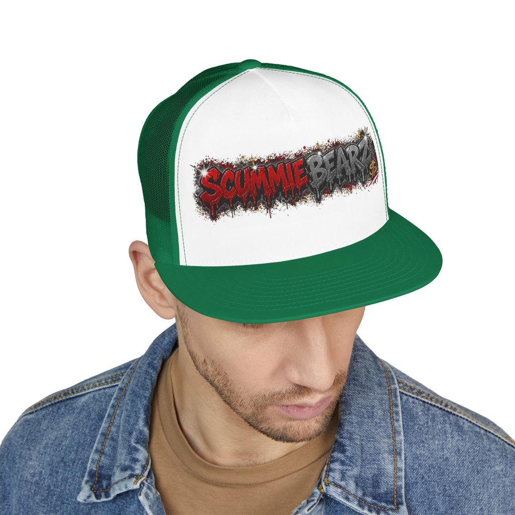 5 Panel Trucker Cap-RED/CHARCOAL SCUMMIEBEARZ LOGO-SCUMMIEBEARZ™