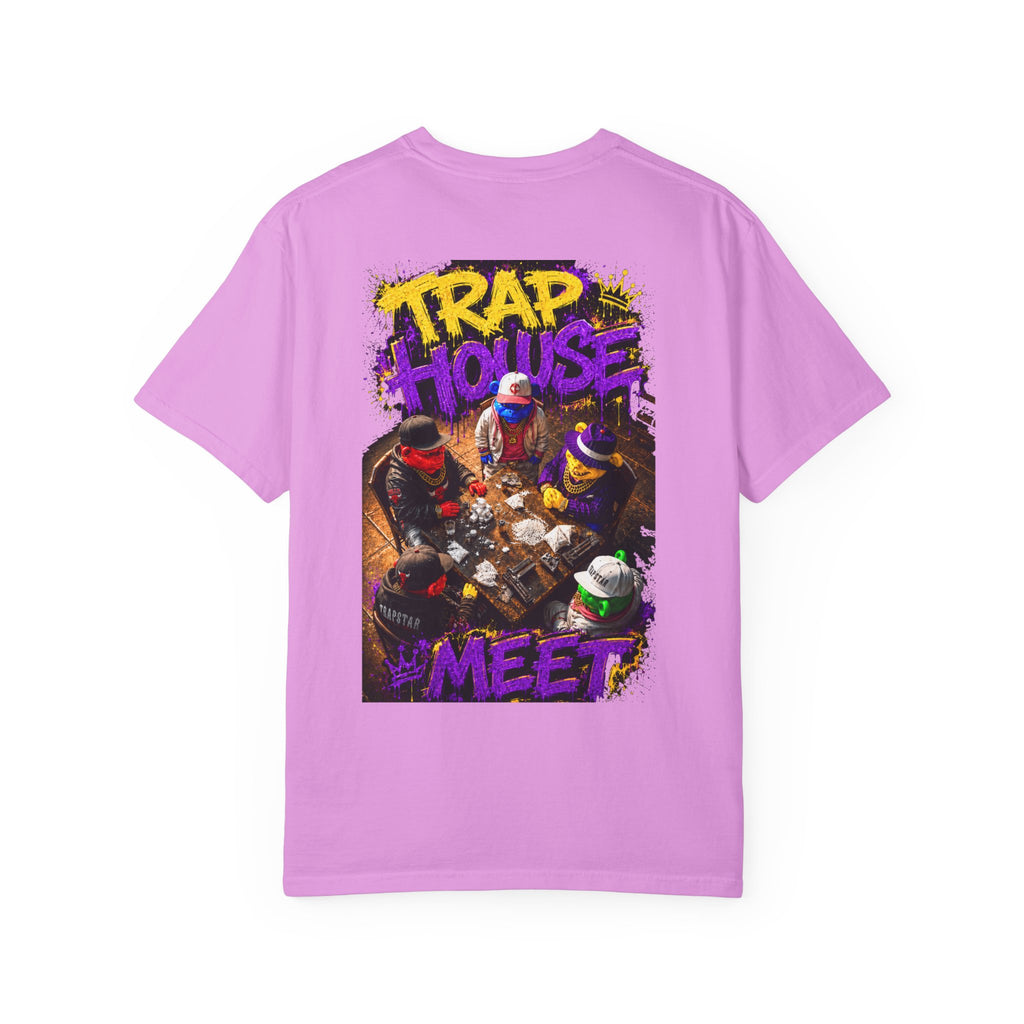 Unisex Garment-Dyed T-shirt-PURPLE&G9D CROWN MASK LOGO TRAP HOUSE MEET-SCUMMINGBEARZ™