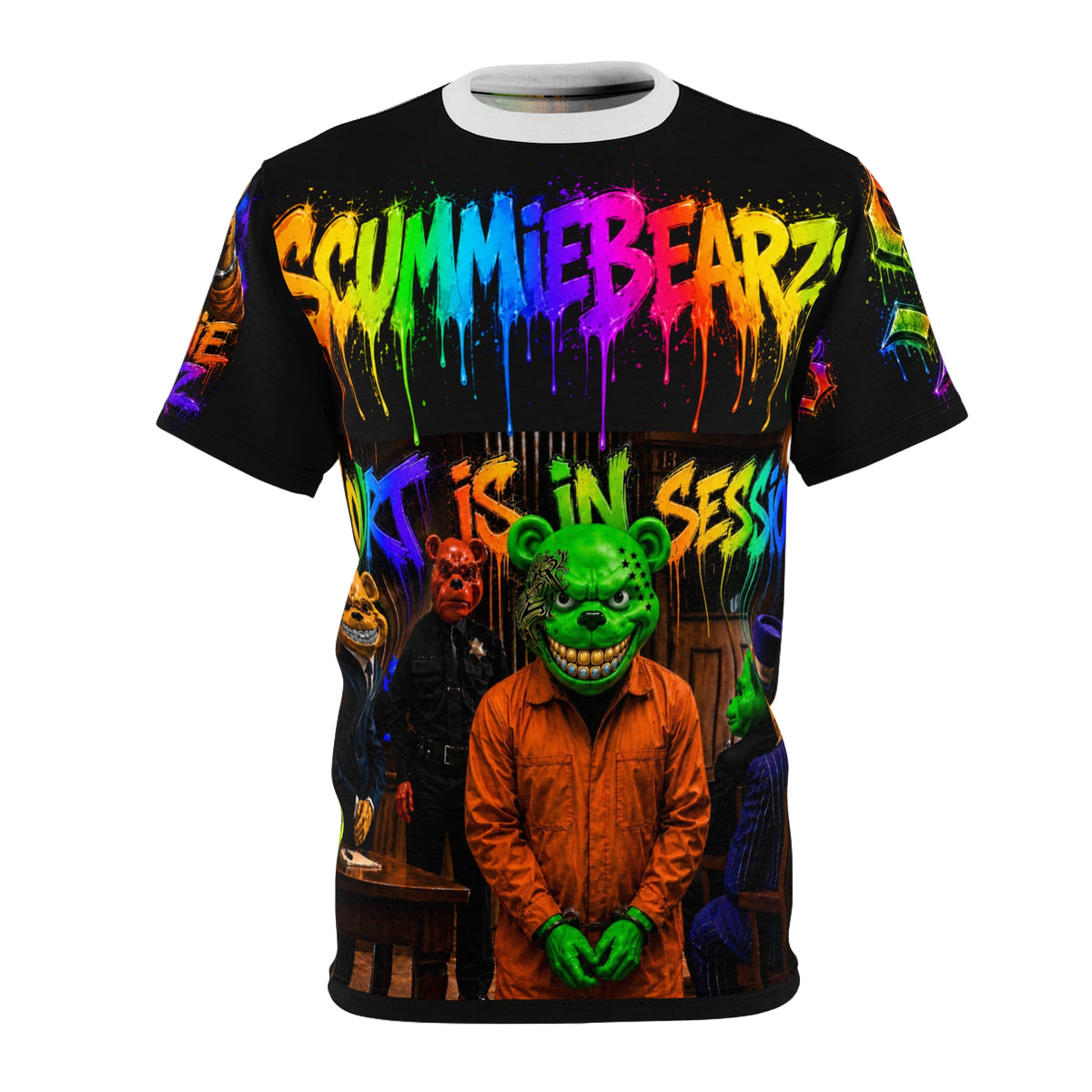 Unisex AOP Graphic T-Shirt - Court Is In Session™ No Confession No Conviction - SCUMMIEBEARZ™