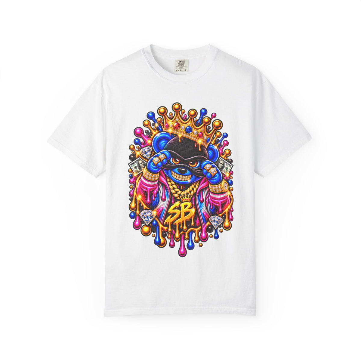 Unisex Garment-Dyed T-shirt-MULTI COLOR CROWN MASK LOGO GLOCK -SCUMMIEBEARZ™