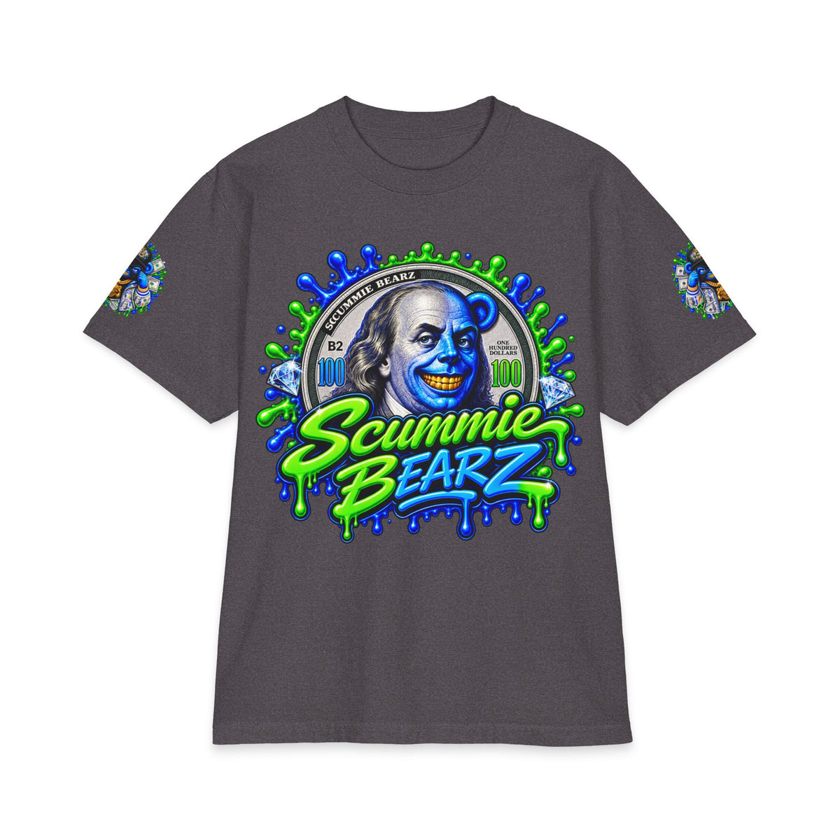 Hustle Mode, Green Remix | SCUMMIEBEARZ™ Shaka Wear Heavyweight Tee