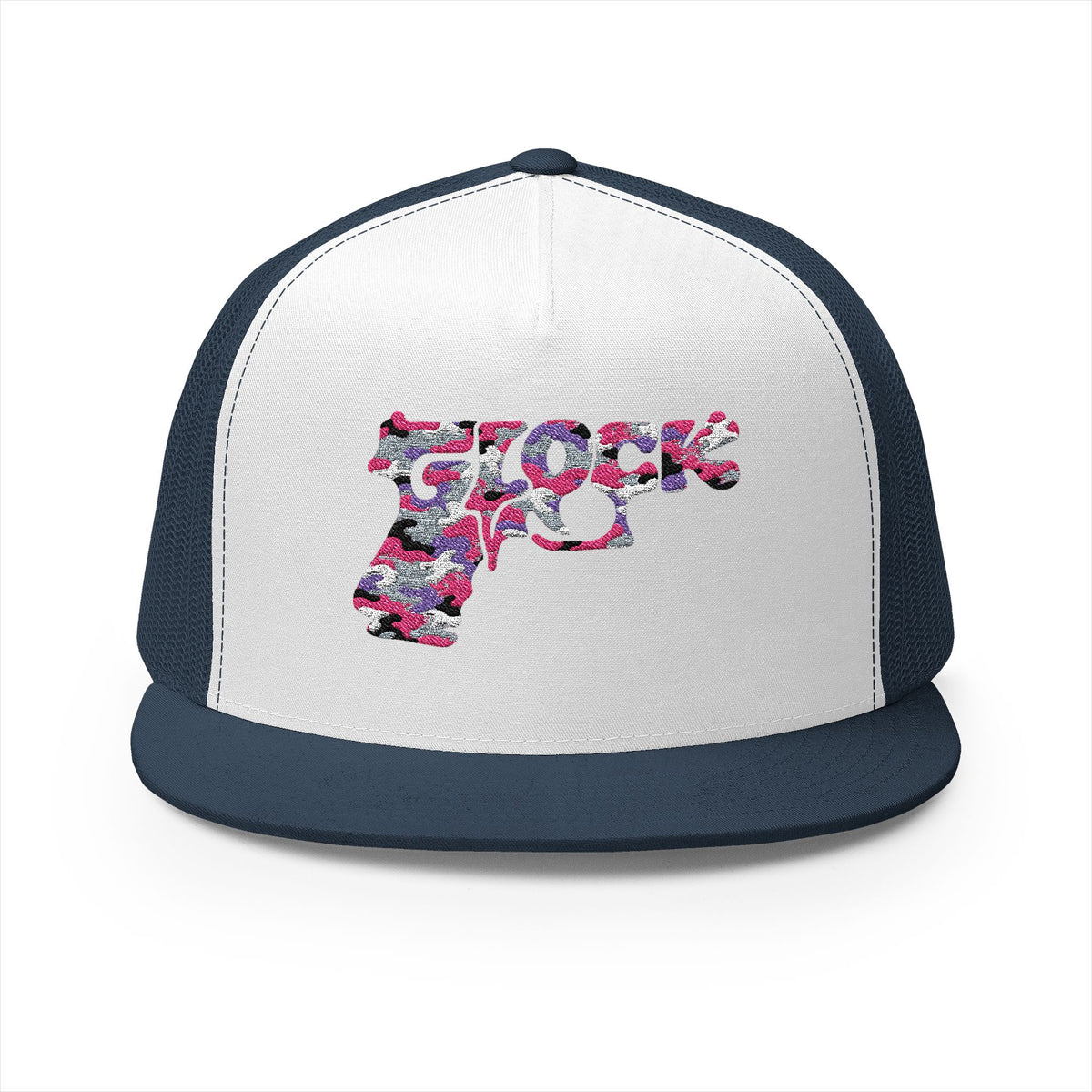 5 Panel Trucker Cap-PINK CAMOUFLAGE GLOCK LOGO-SCUMMIEBEARZ™️