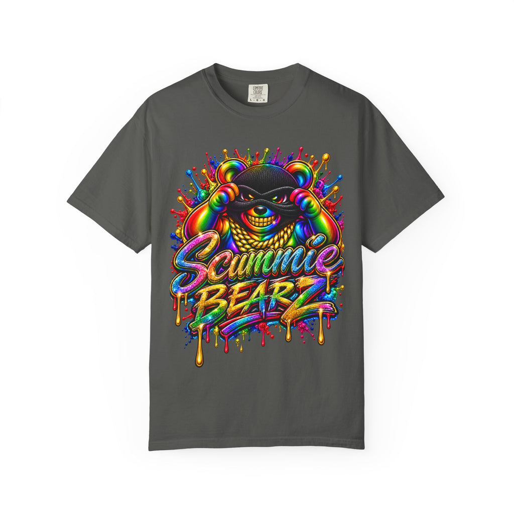Unisex Garment-Dyed T-shirt-RAINBOW MASK LOGO GLOCK SB CROWN LOGO-SCUMMIEBEARZ™