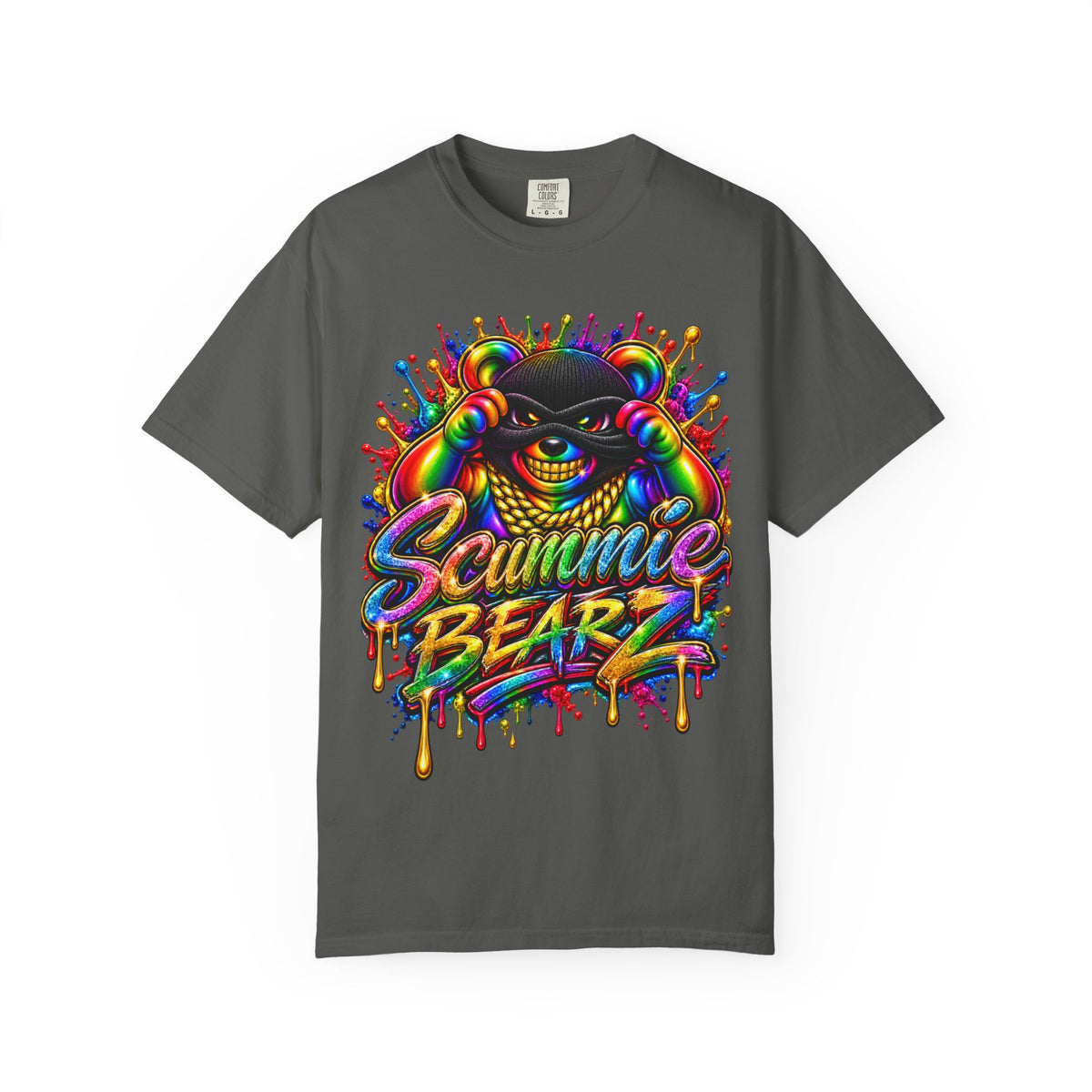Unisex Garment-Dyed T-shirt-RAINBOW MASK LOGO GLOCK SB CROWN LOGO-SCUMMIEBEARZ™