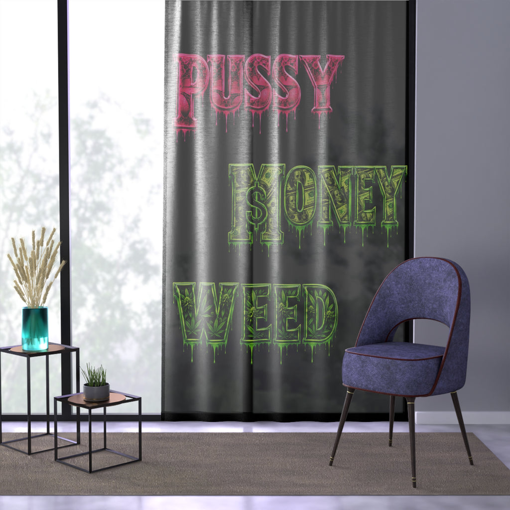 Window Curtain-Pussy Money Weed-SCUMMIEBEARZ™